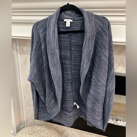 Daily Ritual Sweaters - Daily Ritual Heathered Blue Open Front Cocoon Cardigan Cotton Modal Blend XL